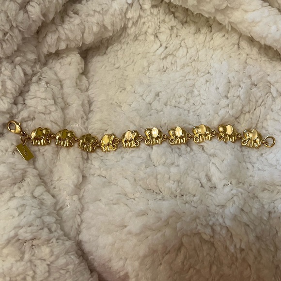 Lilly Pulitzer Gold Sculpted Elephant Bracelet EUC - Picture 3 of 7